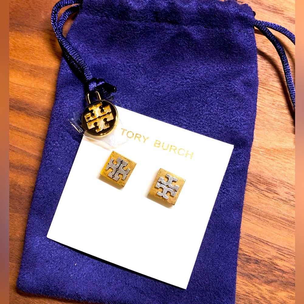 Tory Burch Logo Stud Earrings